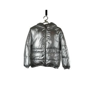 Girls tween Zara silver metallic puffer coat size 11/12